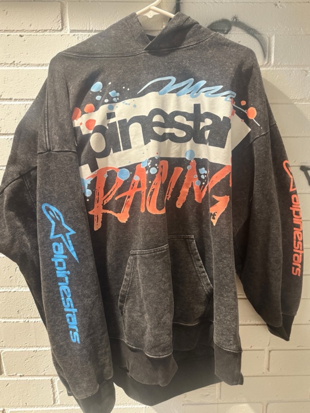 Alpinestars Black Hoodie with Blue & Red Racing Graphic